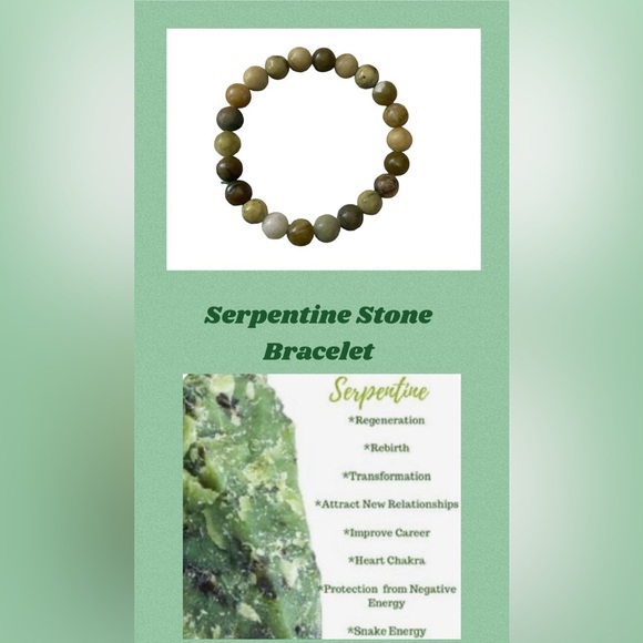serpentine Jewelry - New! Serpentine Stone All Natural Crystal Bracelet